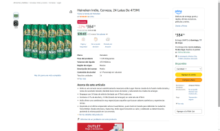 Cerveza Heineken Indio 24x473ml por $385 | Oferta Amazon