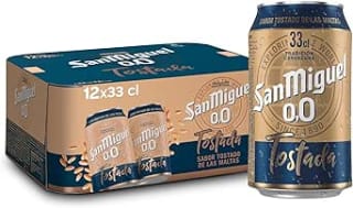 Pack 24 latas San Miguel 0,0 Tostada, 33cl, Cerveza Sin Alcohol por 10,33€