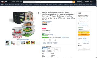 Set 5 Contenedores Vidrio Herméticos por $218 | Oferta Amazon
