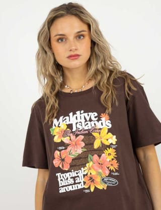 Polera Con Estampado Manga Corta Mujer Icono Oferta $4.990 Solo en abc.cl