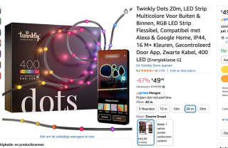 Twinkly Dots slimme verlichting RGB - 400 LED's - zwart - 20m voor €49,99 bij Amazon