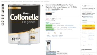 Kleenex Cottonelle Elegance 18 rollos + Kleenex Zen 12 rollos por $140 en Amazon