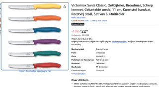 Victorinox Swiss Classic Tomatenmessenset - 11cm - 6-delig voor €22,98 bij Amazon