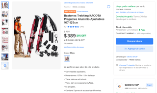 Bastones Trekking KACOTA por $389 | Mercado Libre