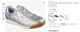 Skechers Bobs Billie Wild Comfort zilveren Sneakers voor dames voor €23,92 bij Amazon
