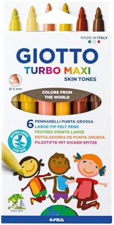 6 rotuladores Giotto Turbo Maxi Skin Tones Estuche por 2.13€