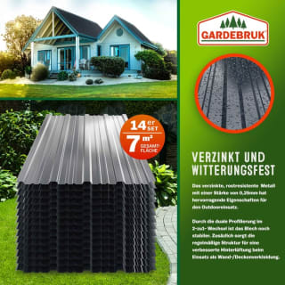 Jeu de 14 tôles trapézoïdales Gris 110x46cm (7m²) pour 54,99€ chez DeubaXXL