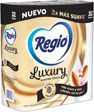 Regio Papel Higiénico Luxury Almond Touch 32 rollos por $156 en Amazon
