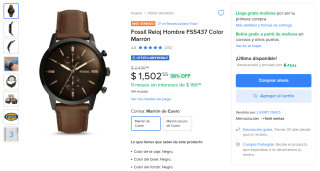 Reloj Fossil FS5437 Marrón por $1,503 | Mercado Libre