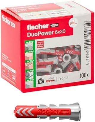 Fischer DuoPower 6 x 30 mm (lot de 100) pour 7,77€ chez Amazon