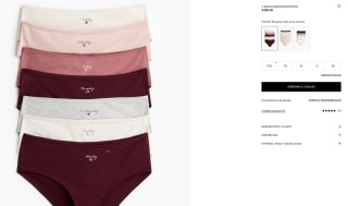 Pack de 7 panties hipster H&M de algodón orgánico por $339