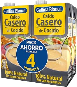 4 Botes de Gallina Blanca Caldo Casero de Cocido 100% Natural por 4.34€