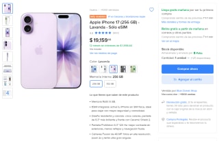 iPhone 17 (256 GB) por $14,899 en Mercado Libre