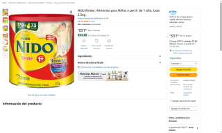 Leche Nido Kinder 2.5kg por $331 | Amazon