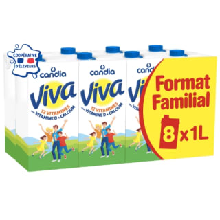 Lait Vitaminé Viva CANDIA (pack de 8 x 1 L) pour 9,15€ chez Carrefour