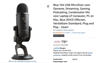 Blue Microphones Yeti € 79,- bij amazon