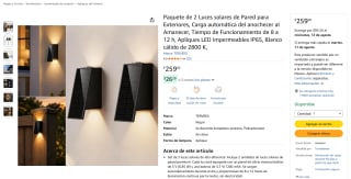 TERVEEX Pack de 2 Luces Solares de Pared para Exterior por $259 en Amazon