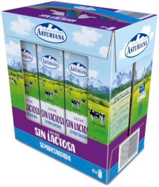 Central Lechera Asturiana Leche Sin Lactosa Semidesnatada Pack 6x1L