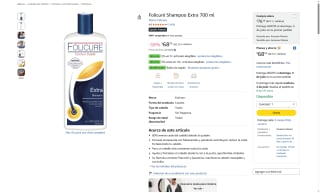Folicuré Shampoo Extra 700 ml por $68 | Oferta Amazon