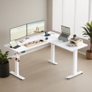 VASAGLE Elektrisch in hoogte verstelbaar bureau, L-vormige voor €131,99 bij bol