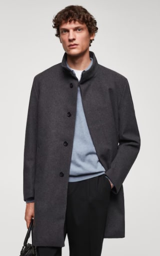Abrigo lana cuello chimenea Mango Outlet por 41.99€