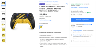 Control DualSense Ed Marvel's Wolverine Battle Yellow por $1,699 en Mercado Libre