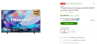 Hisense 50QD5SV 50" Hi-QLED por $3,940 en Bodega Aurrera