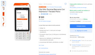 Clip Ultra terminal bancaria con impresora y teclado físico por $120 en Mercado Libre