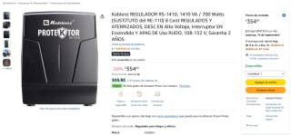 Koblenz REGULADOR RS-1410 (1410 VA / 700W) por $354 en Amazon