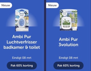 Ambi Pur 3Volution + Ambi Pur Badkamer & toilet gratis na cashback via Tikkie