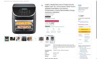 Freidora de Aire MasterChef 12lt por $1,589 | Amazon
