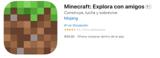 Minecraft por $40 | AppStore