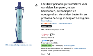 LifeStraw Personal - Waterfilter voor €17,99 bij Amazon