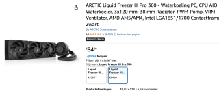 ARCTIC Liquid Freezer III PRO 360 Black | AiO waterkoelsysteem voor €84,99 bij Amazon