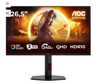Écran PC AOC G4 Q27G4ZDR 26,5" Quad HD 240Hz QD-OLED HDR10 USB-C à 376,76€