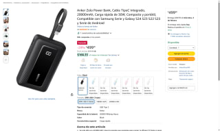 Batería Anker Zolo 20000mAh 30W por $499 | Amazon