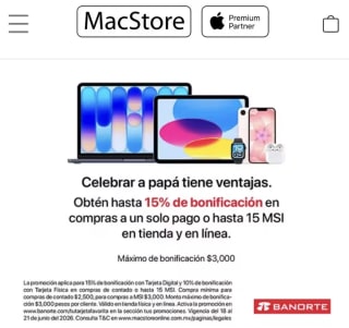 15% de Bonificación en MacStore | Banorte