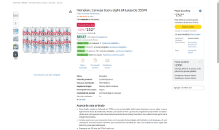 Coors Light 24 latas 355ml por $252 | Amazon