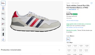 Tenis Adidas Run 60s 4.0 Hombre Blanco por $679 | Oferta Mercado Libre
