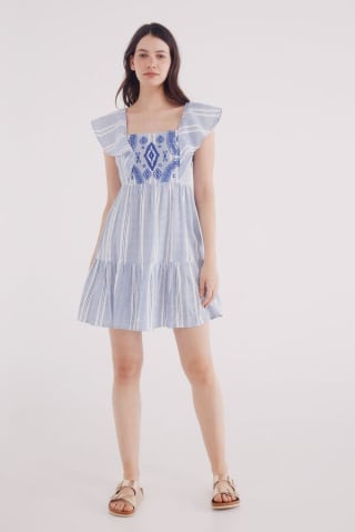 Vestido corto boho a rayas Springfield por 7.99€