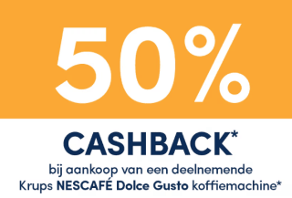 50% cashback op Krups NESCAFÉ Dolce Gusto koffiemachines bij Dolce Gusto
