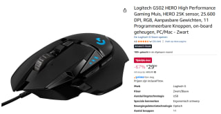 Logitech G502 HERO High Performance Gaming Muis, voor €29,99 bij Amazon