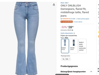 Only Blush Mid Flared Jeans Dames voor 28 bij Amazon
