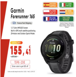 Garmin ForeRunner 165 GPS voor €173,79 bij Aliexpress