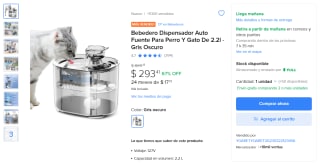 Bebedero Automático para Perro y Gato 2.2L por $293 | Mercado Libre