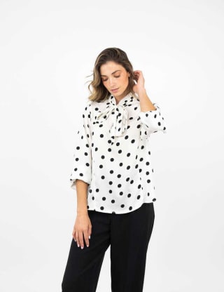 Blusa Polka Dots Manga Larga Mujer Zibel por solo $5.000 en ABC