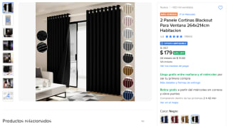 2 paneles cortina blackout 264x214 cm por $179 en Mercado Libre