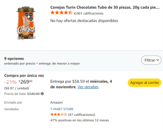 30 Conejos Turin por $269 en Amazon