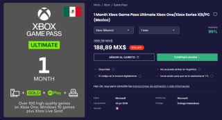 1 Mes Xbox Game Pass Ultimate MX por $189 | CDKeys