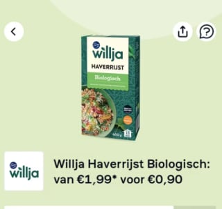 Willja haverrijst biologisch en Granen mix biologisch voor €0,90 na cashback